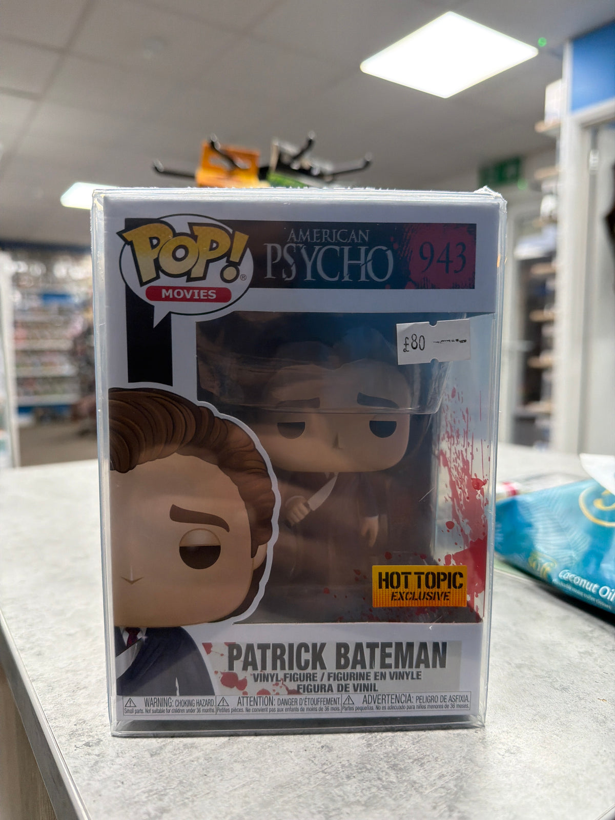 Patrick Bateman #943 Pop! Movies – Hot Topic Exclusive – photographed boxed item