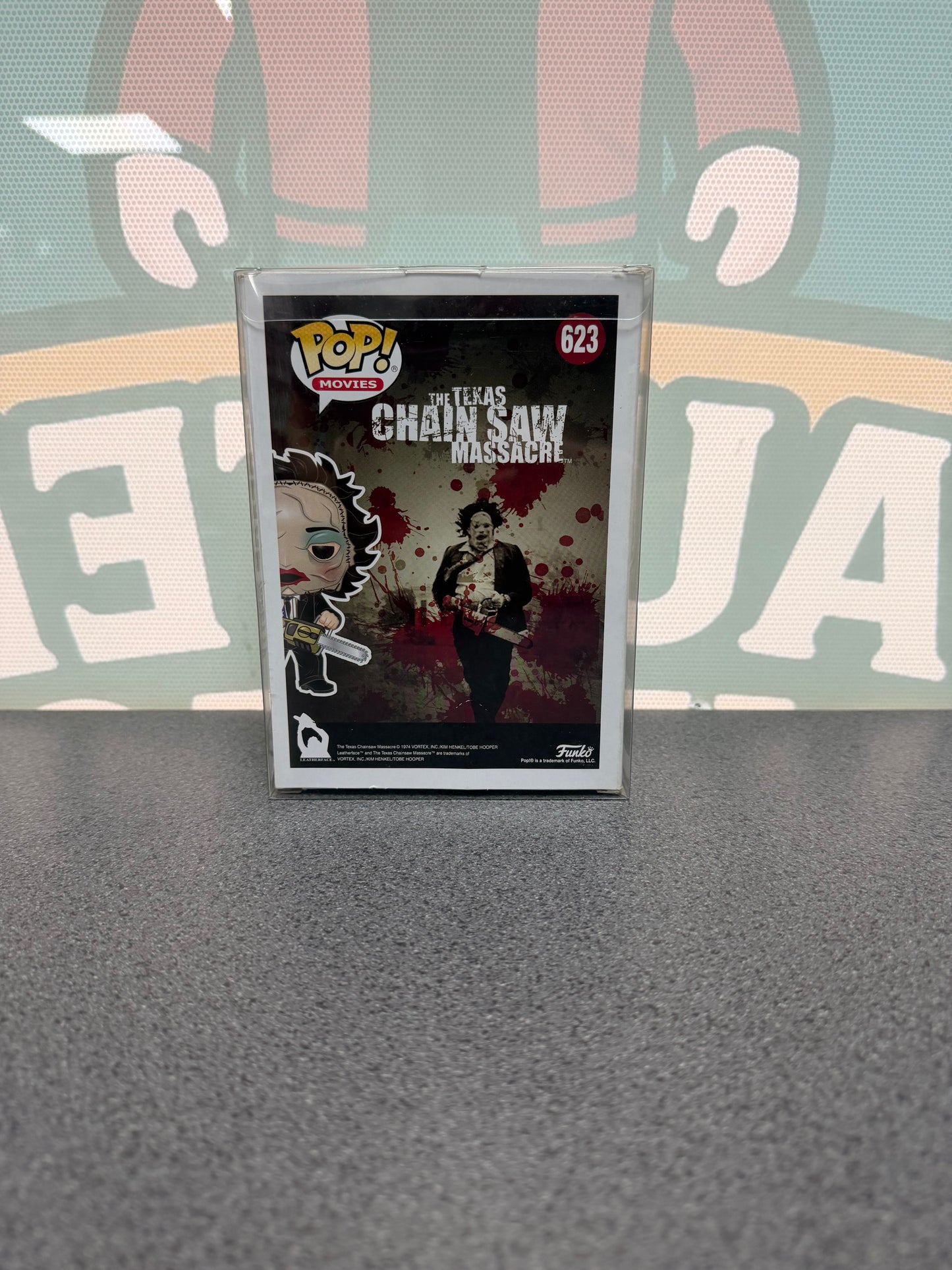 Leatherface (Pretty Woman Mask) Funko Pop! #623 Hot Topic Exclusive – The Texas Chainsaw Massacre – back of box