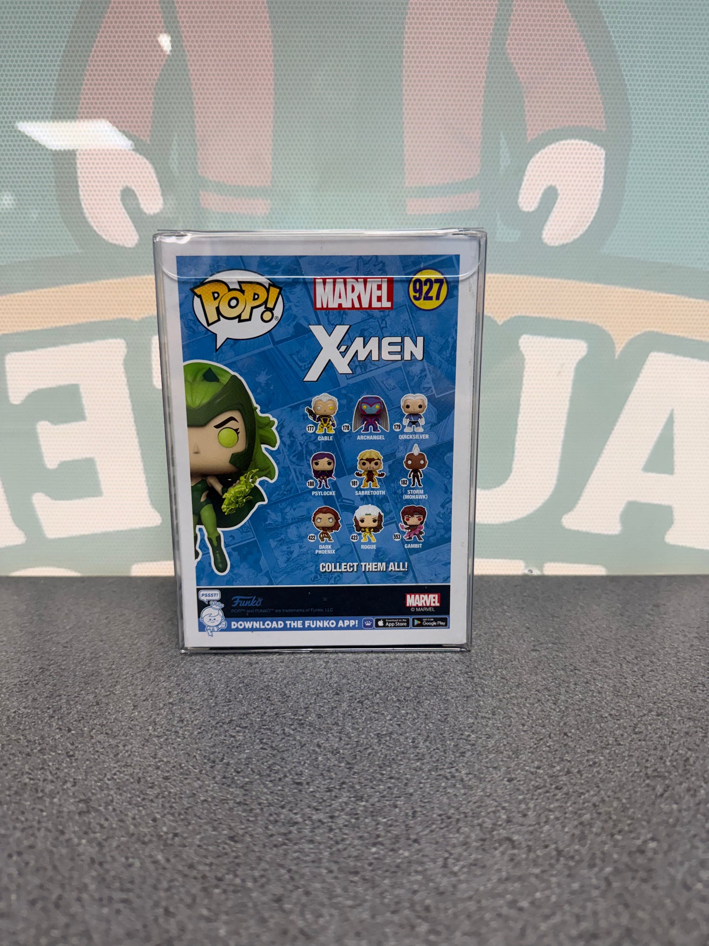 Polaris #927 Glow in the Dark – 2021 Fall Convention Funko Pop! from Marvel X-Men – back of box