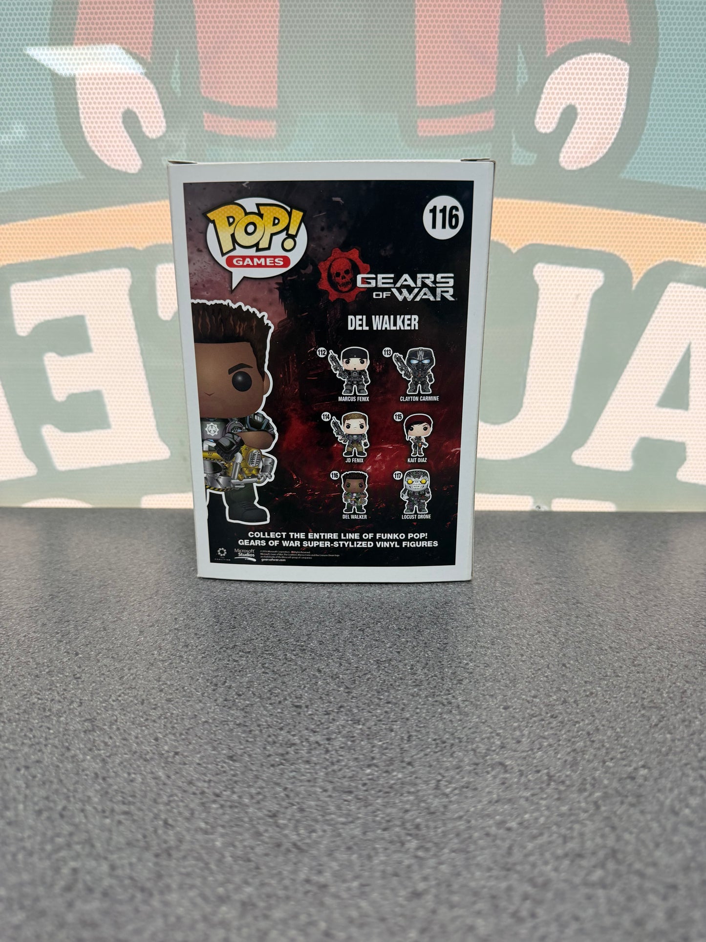 Del Walker Funko Pop! #116 from Gears of War – back of box