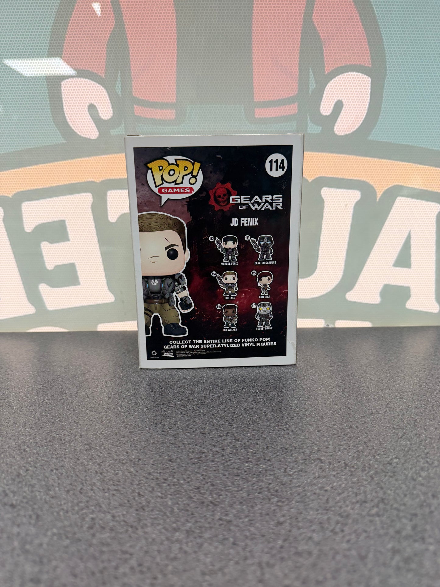 JD Fenix Glow Swarm Gunk – Best Buy Exclusive Funko Pop! #114 from Gears of War – back of box