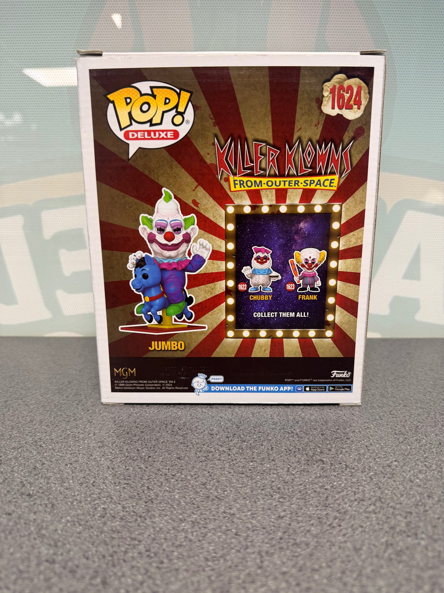 Jumbo on Carousel Horse #1624 Pop! Deluxe Funko Pop! from Killer Klowns from Outer Space – back of box