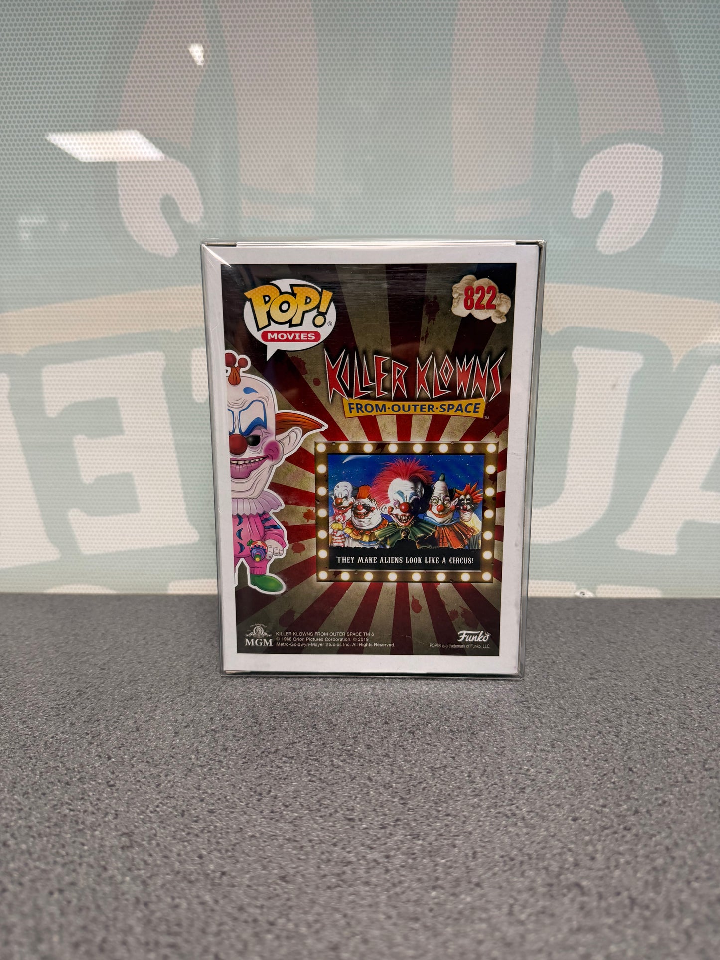 Slim #822 2019 Fall Convention Funko Pop! from Killer Klowns from Outer Space – back of box