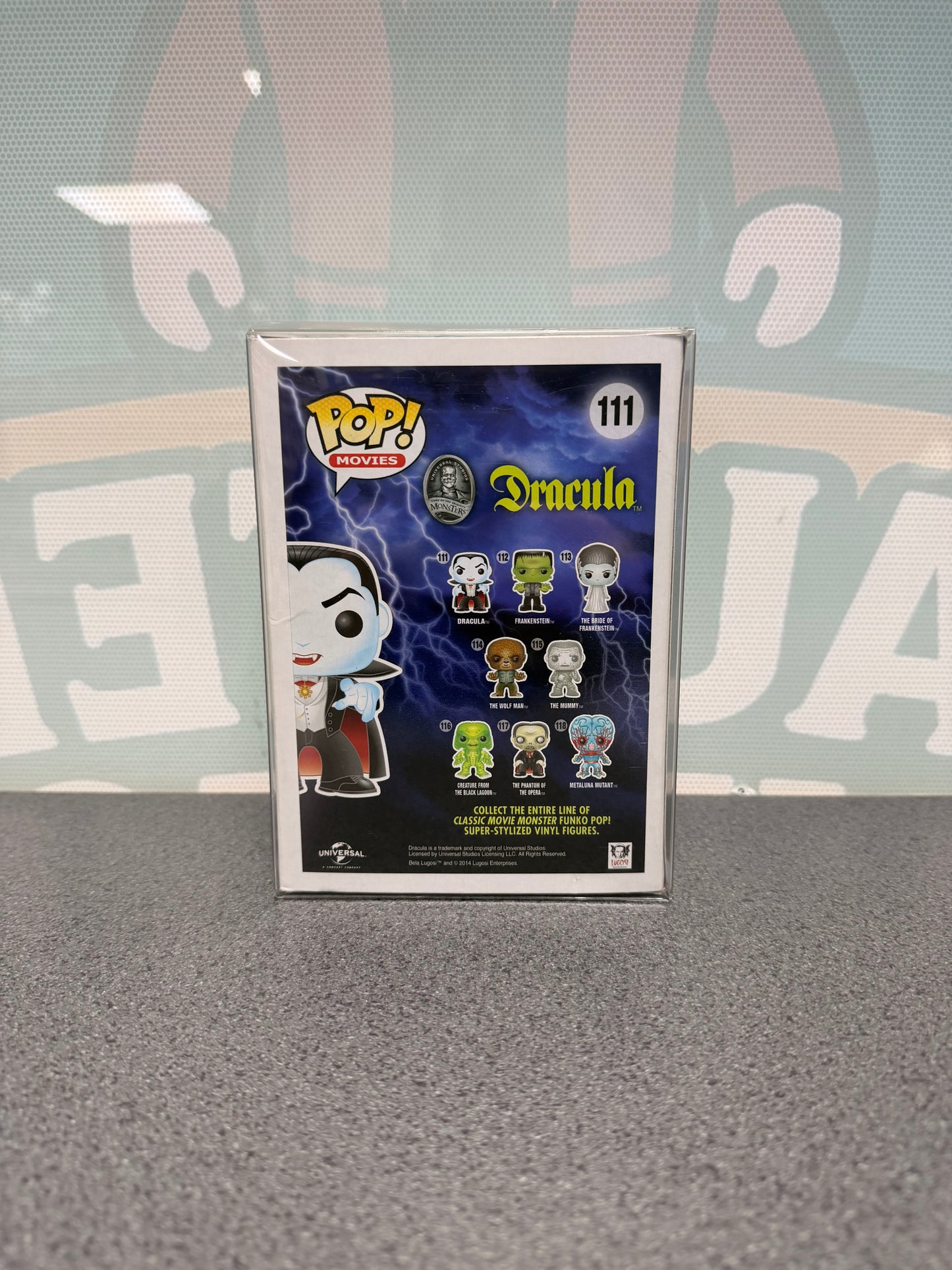 Dracula Funko Pop! #111 from Universal Monsters – back of box