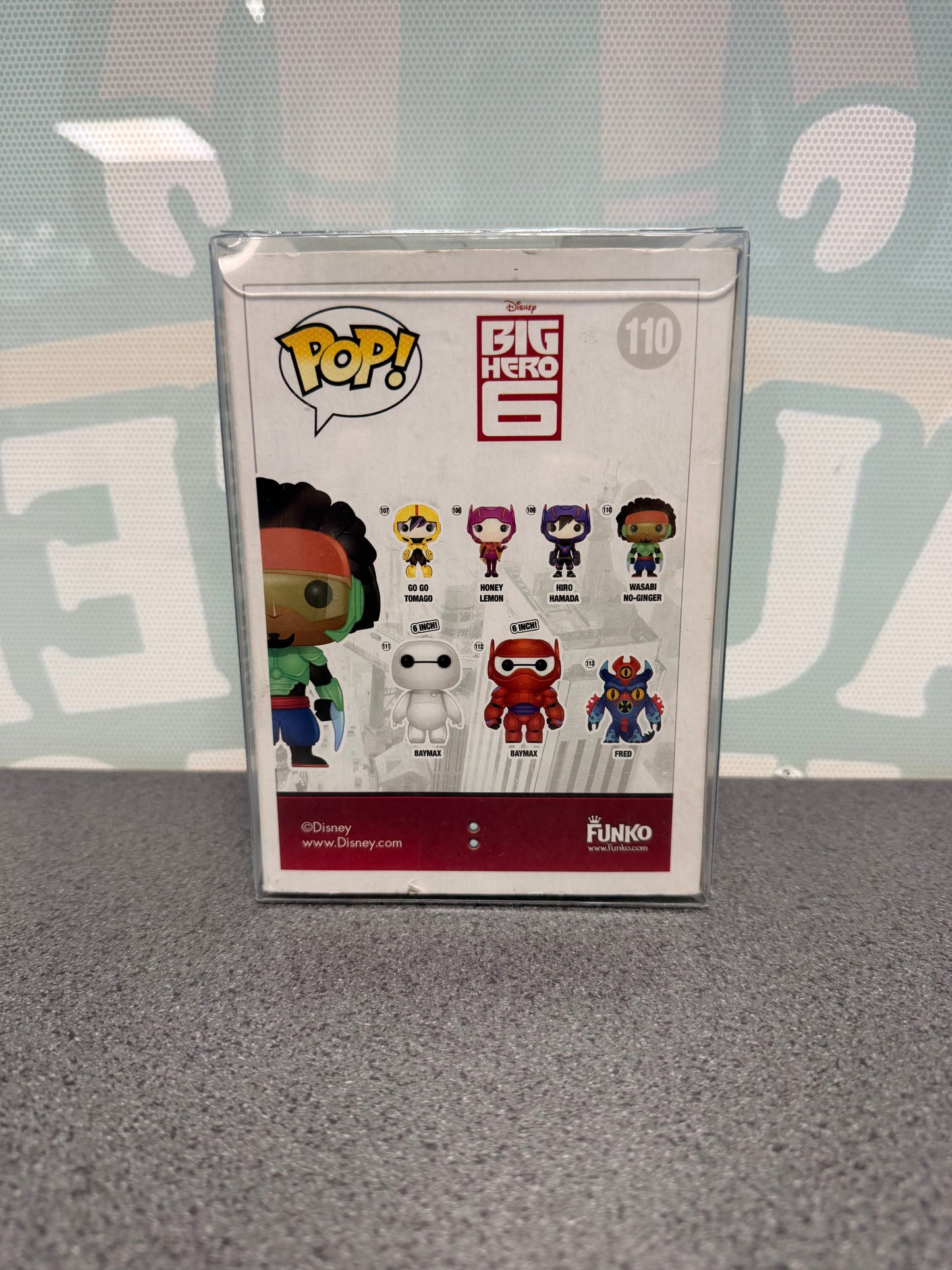 Wasabi No-Ginger Funko Pop! #110 box rear with Big Hero 6 artwork