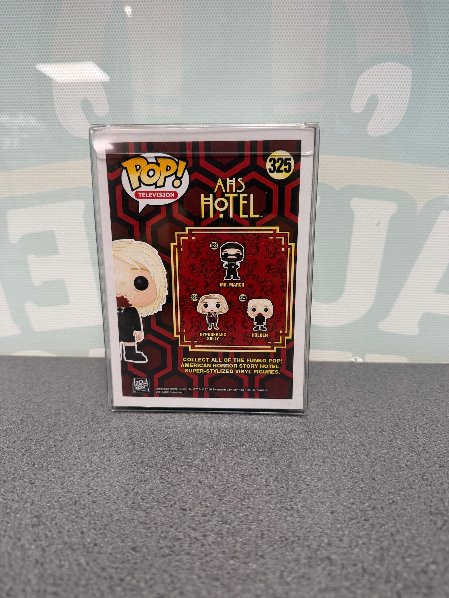 Holden Funko Pop! #325 from American Horror Story: Hotel – back of box
