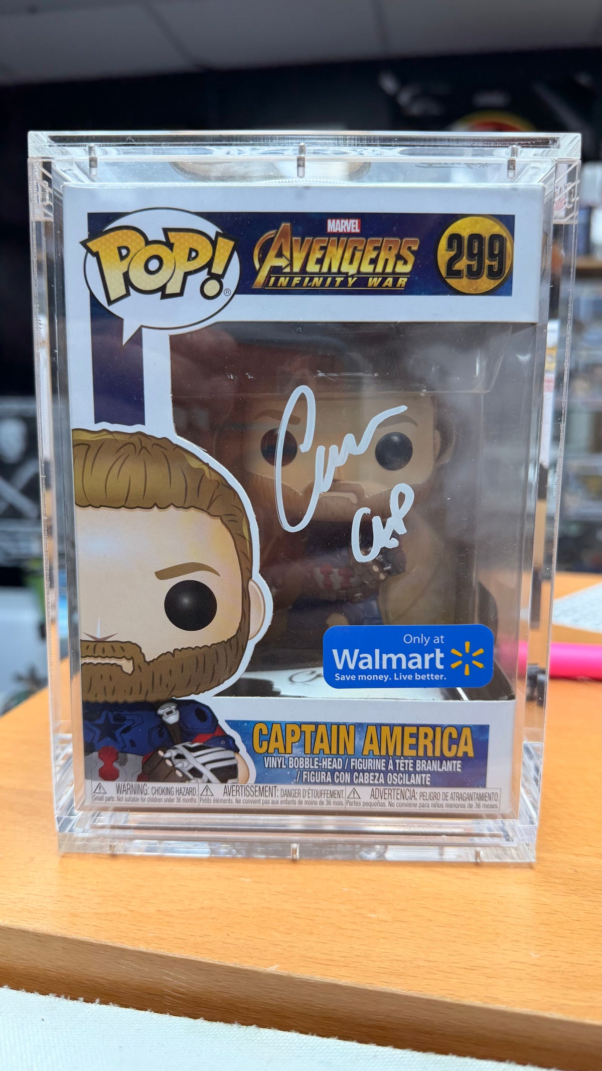 Chris Evans Signed Captain America Funko Pop! #299 – Avengers: Infinity War – ACOA