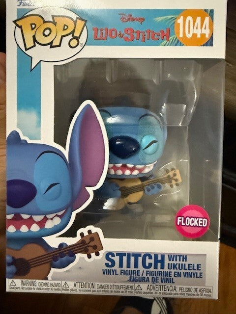 Funko Pop Disney Flocked Stitch W/ Ukulele 4-In Figure #1044