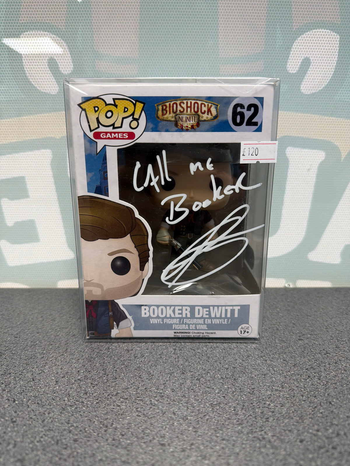 Troy Baker signed Booker DeWitt #62 Pop! Games – photographed boxed item