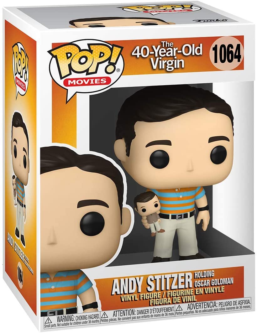 Andy Stitzer Holding Oscar Goldman Funko Pop! #1064 from The 40-Year-Old Virgin