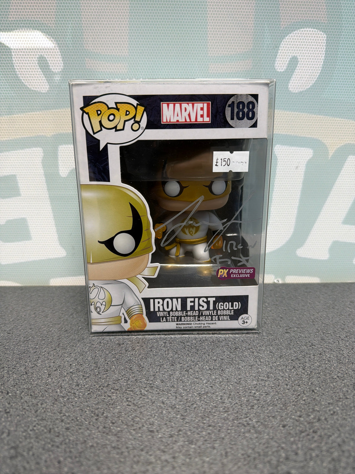 Finn Jones signed Iron Fist #188 Pop! Marvel – Gold PX Exclusive – photographed boxed item