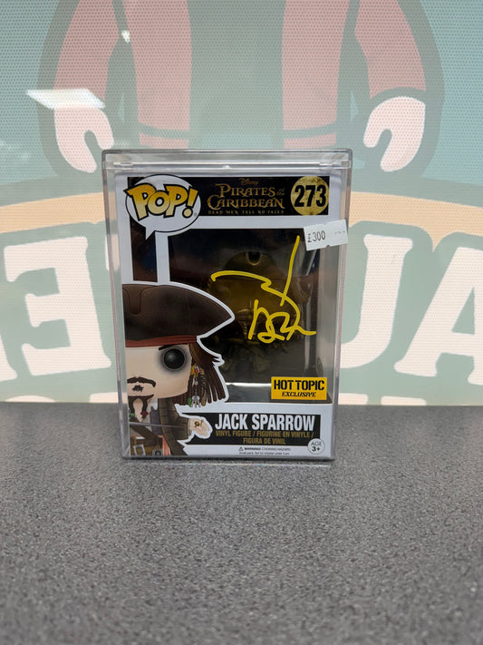 Signed Jack Sparrow Funko Pop 273, front box view