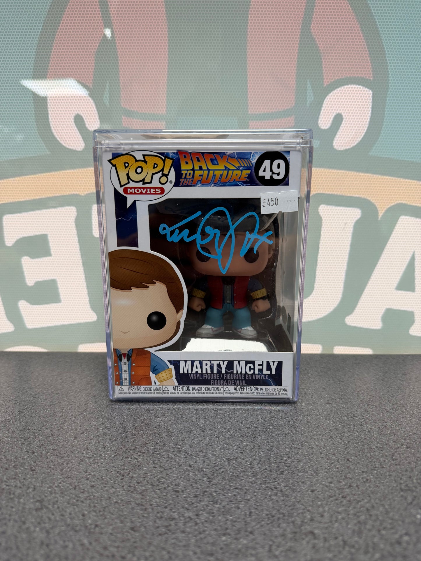 Signed Marty McFly Funko Pop 49, front box view