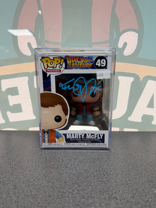 Signed Marty McFly Funko Pop 49, front box view