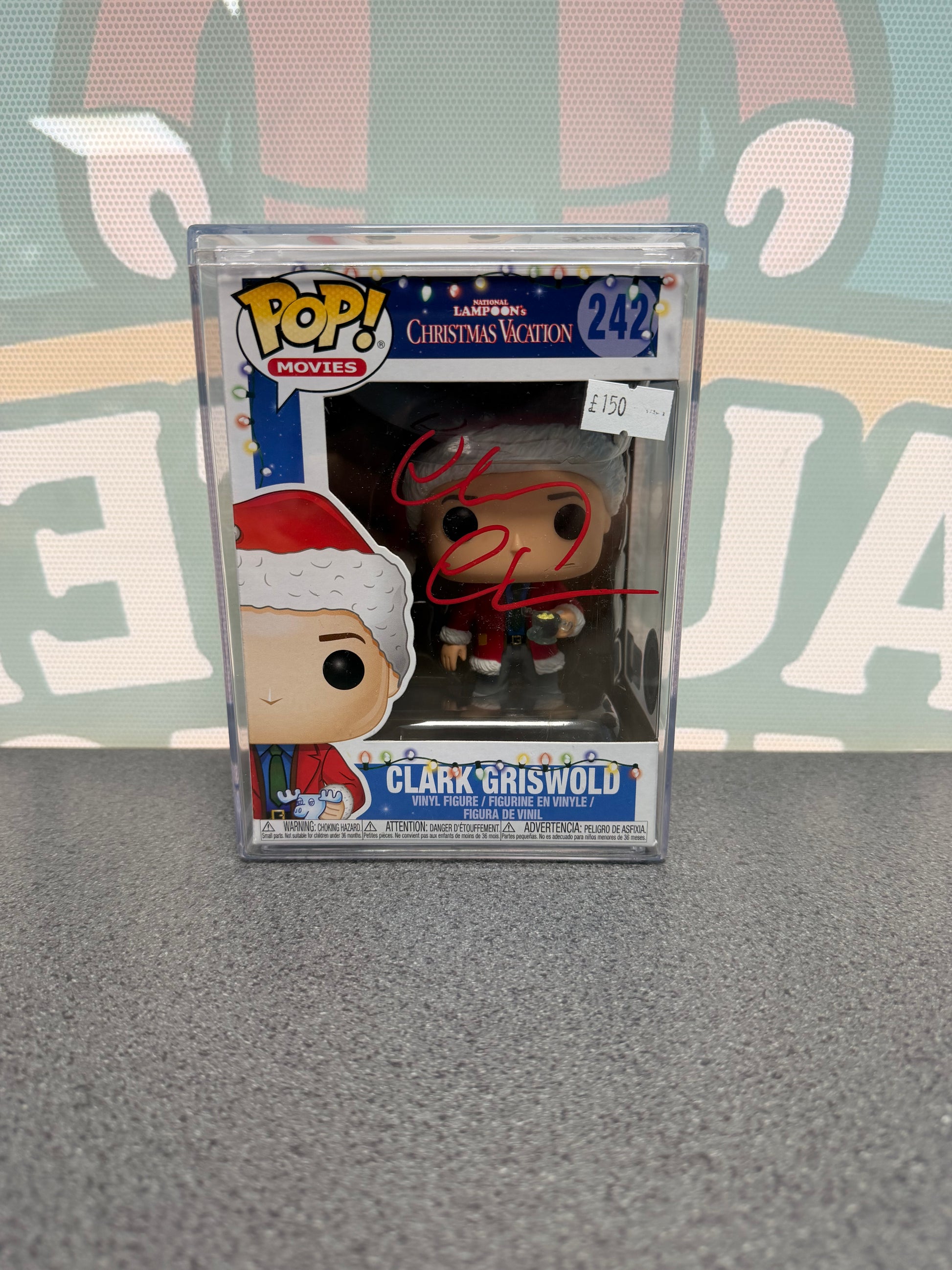 Signed Clark Griswold Funko Pop 242, front box view