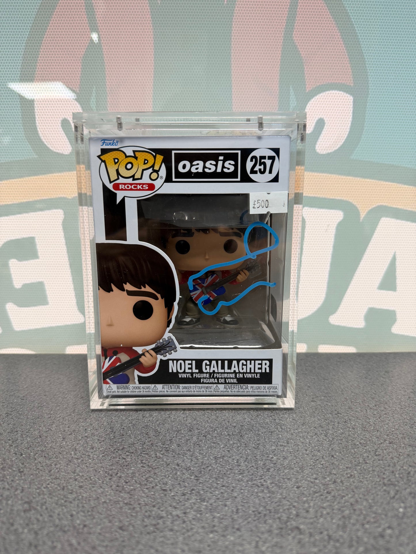 Noel Gallagher signed Funko Pop 257, front box view