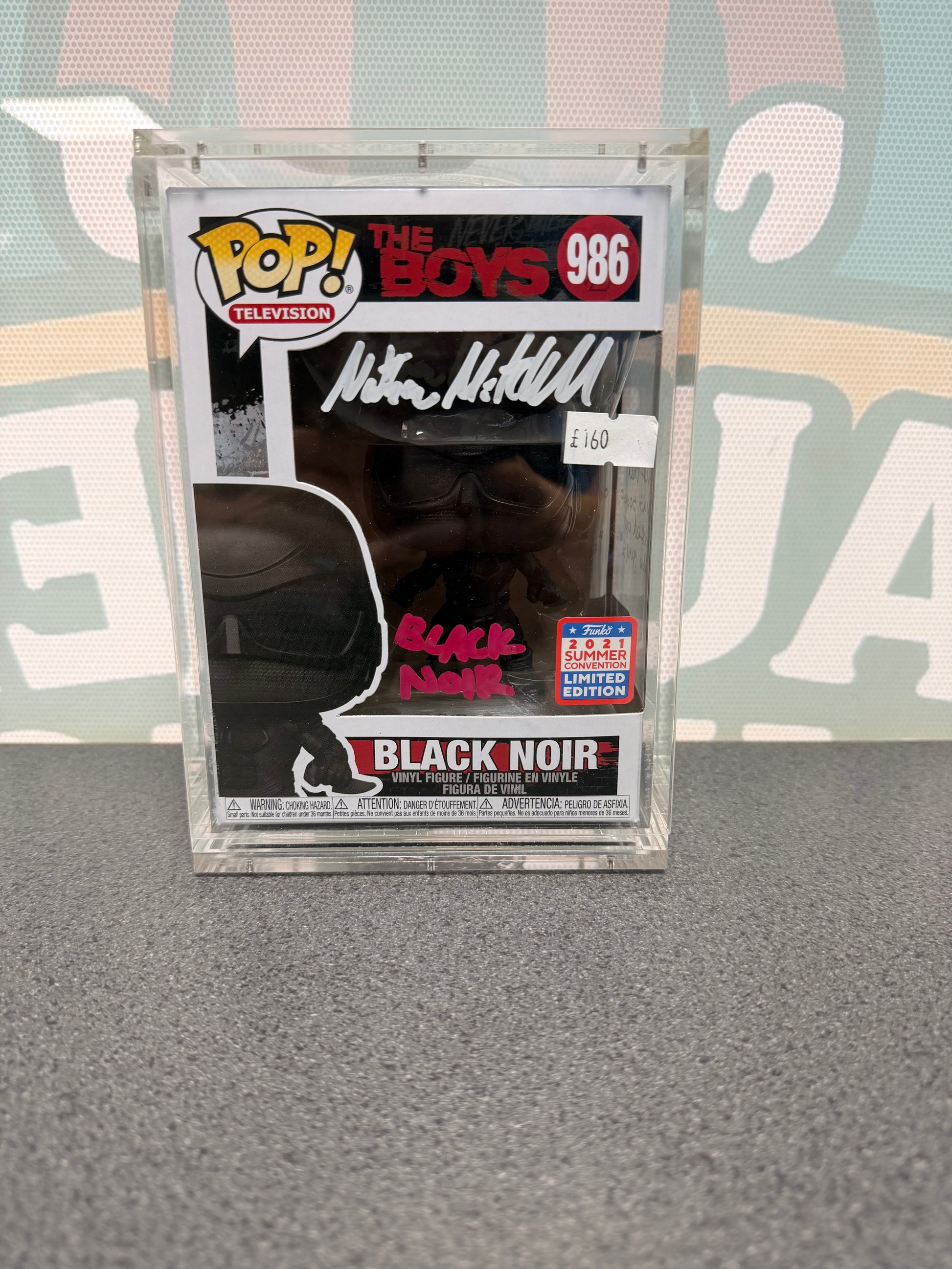 Nathan Mitchell signed Black Noir Funko Pop 986, front box view