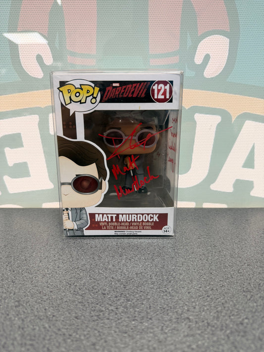 Charlie Cox signed Matt Murdock Funko Pop 121, front box view