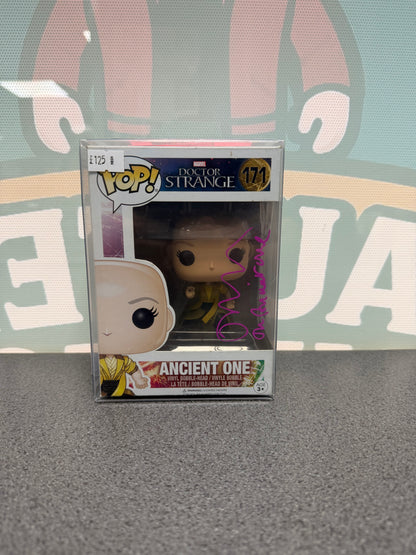 Tilda Swinton signed Ancient One Funko Pop 171, front box view