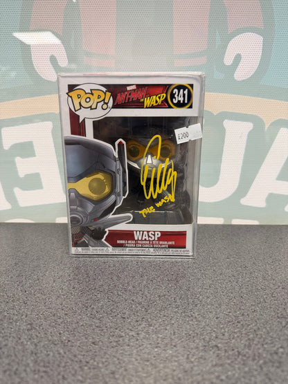 Evangeline Lilly signed Wasp Funko Pop 341, front box view