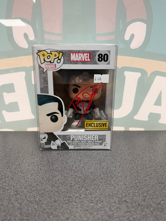Signed Punisher Funko Pop 80, front box view