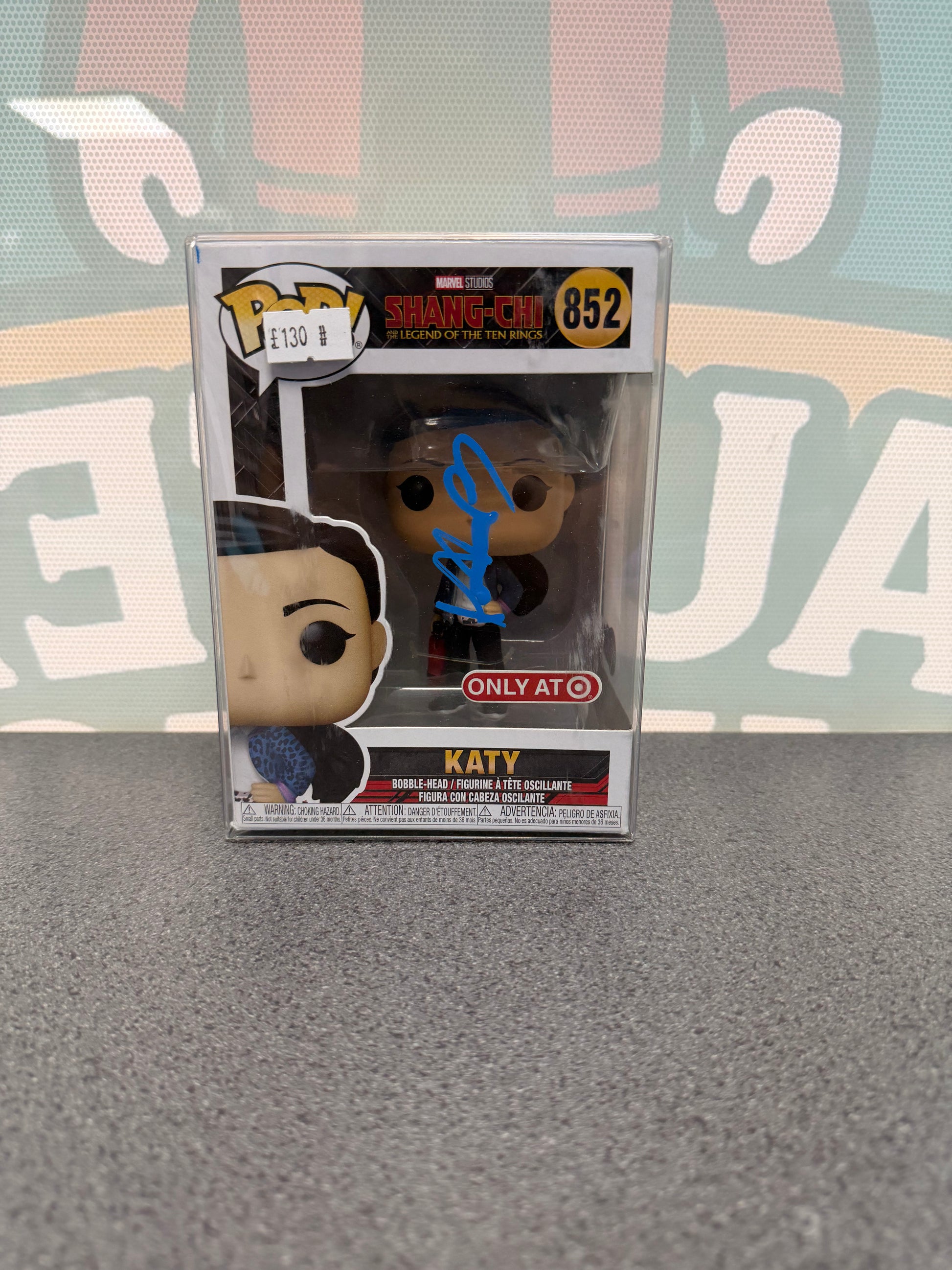 Signed Katy Funko Pop 852, front box view