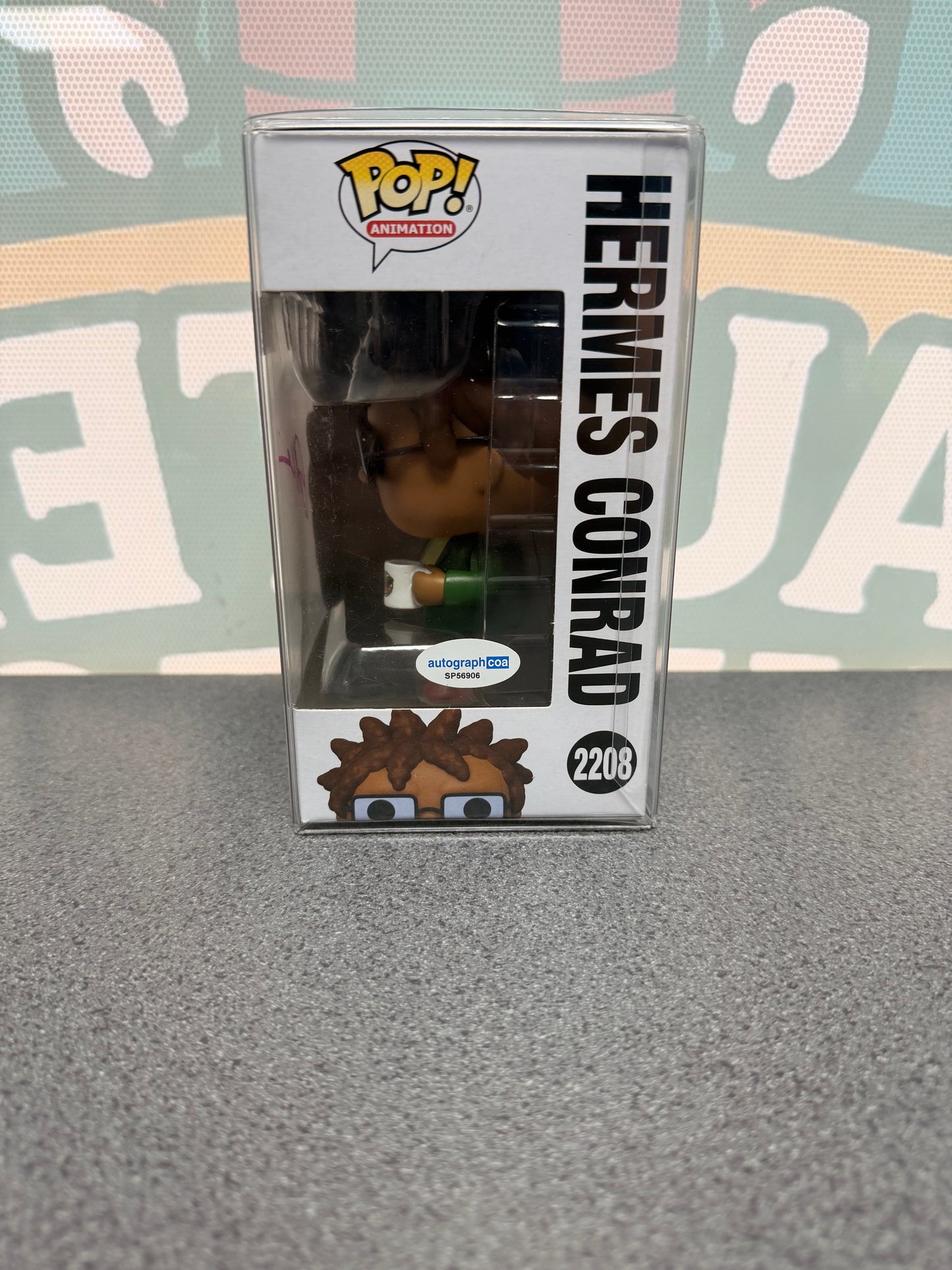 Phil LaMarr Signed Hermes Conrad Funko Pop! #2208 – Pink Signature