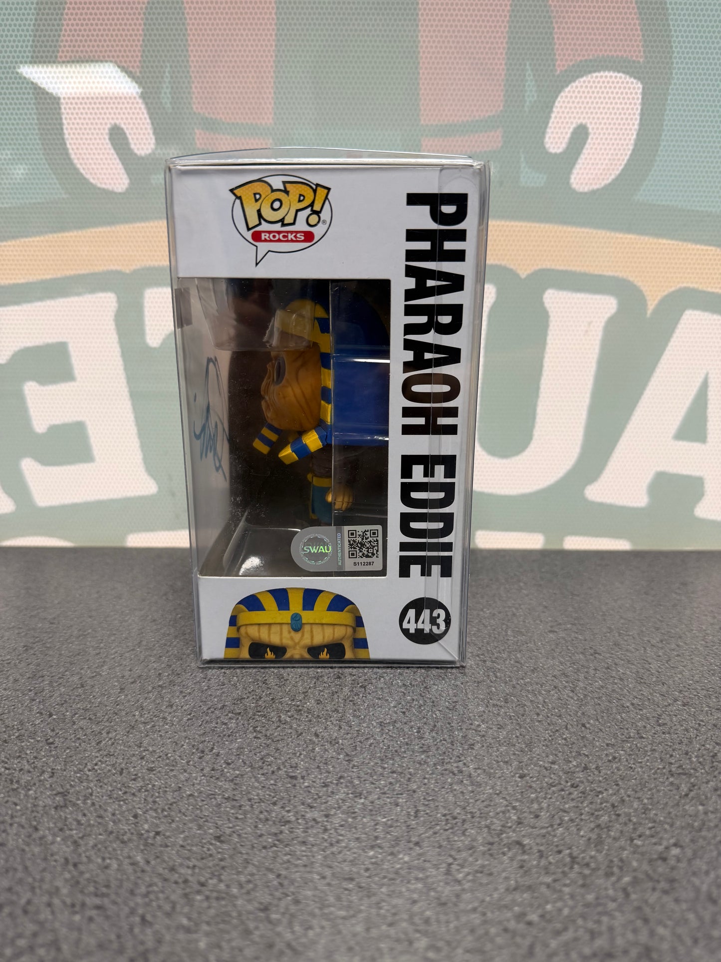 Steve Harris Signed Pharaoh Eddie Funko Pop! #443 – Iron Maiden – SWAU