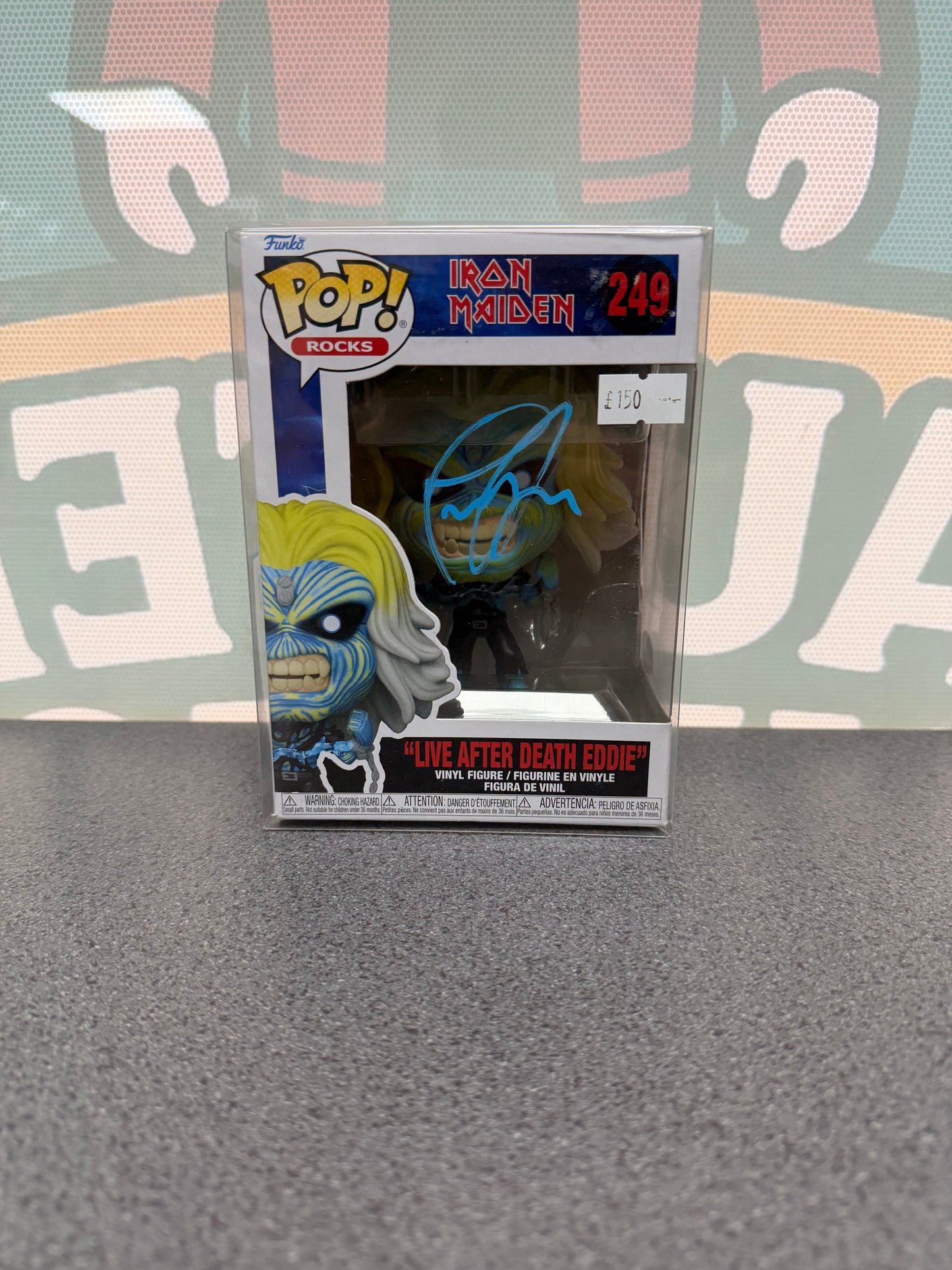 Simon Dawson Signed Live After Death Eddie Funko Pop! #249 – Iron Maiden – ACOA