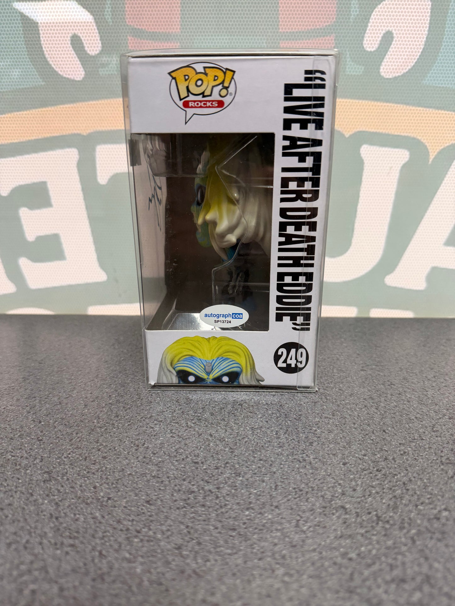 Simon Dawson Signed Live After Death Eddie Funko Pop! #249 – Iron Maiden – ACOA