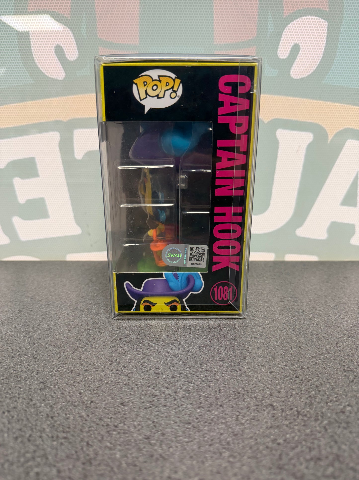 Dustin Hoffman Signed Captain Hook Funko Pop! #1081 – Black Light – SWAU