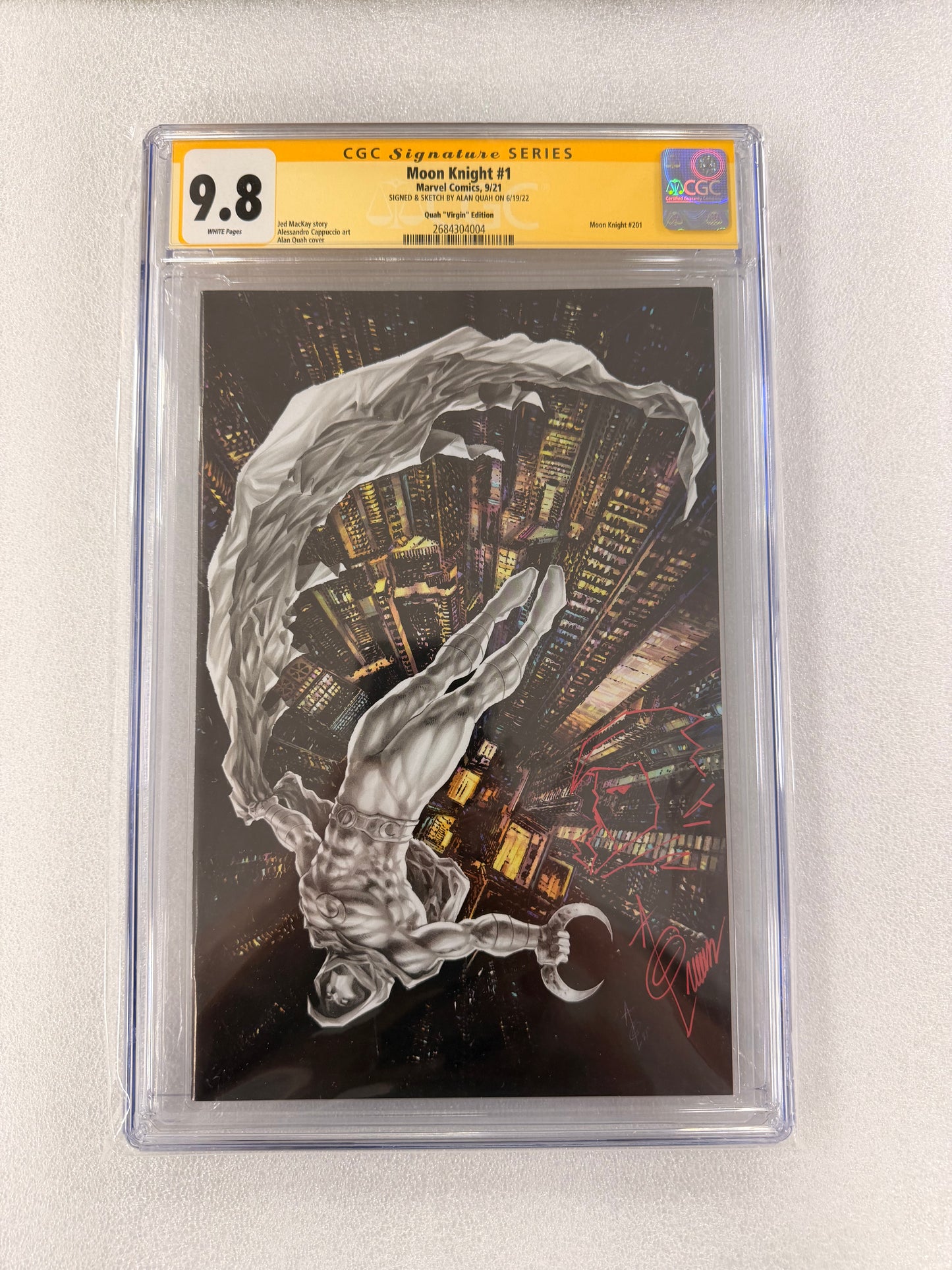 Moon Knight #1 CGC SS 9.8 – Alan Quah Signed & Sketched Virgin Variant