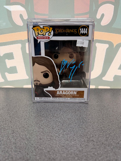 Viggo Mortensen signed Aragorn Funko Pop #1444 – front with blue autograph