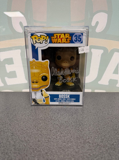 Alan Harris signed Bossk Funko Pop #35 – front with silver autograph
