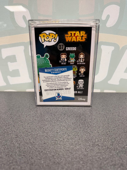 Paul Blake signed Greedo Funko Pop #07 – rear with Beckett certificate K06147