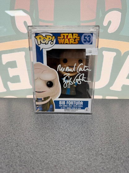 Michael Carter signed Bib Fortuna Funko Pop #53 – front with white autograph