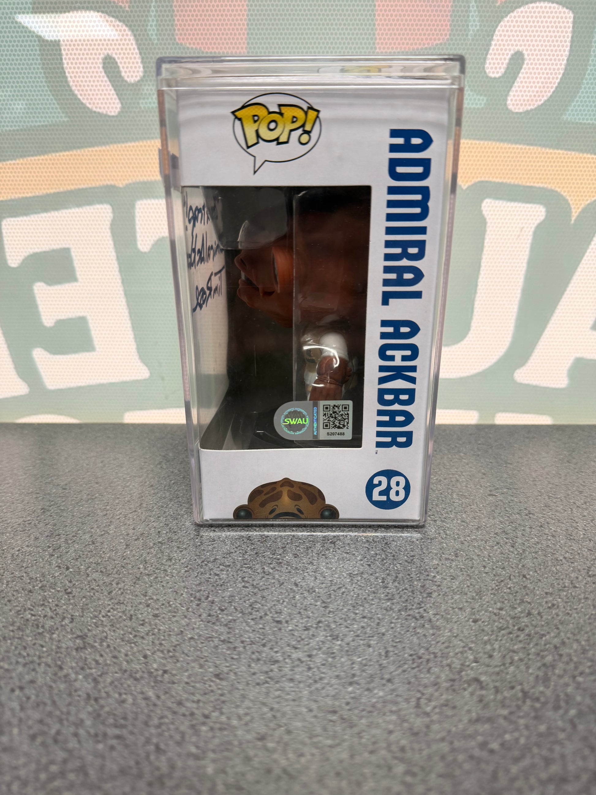 Tim Rose signed Admiral Ackbar Funko Pop #28 – side window with SWAU S207488