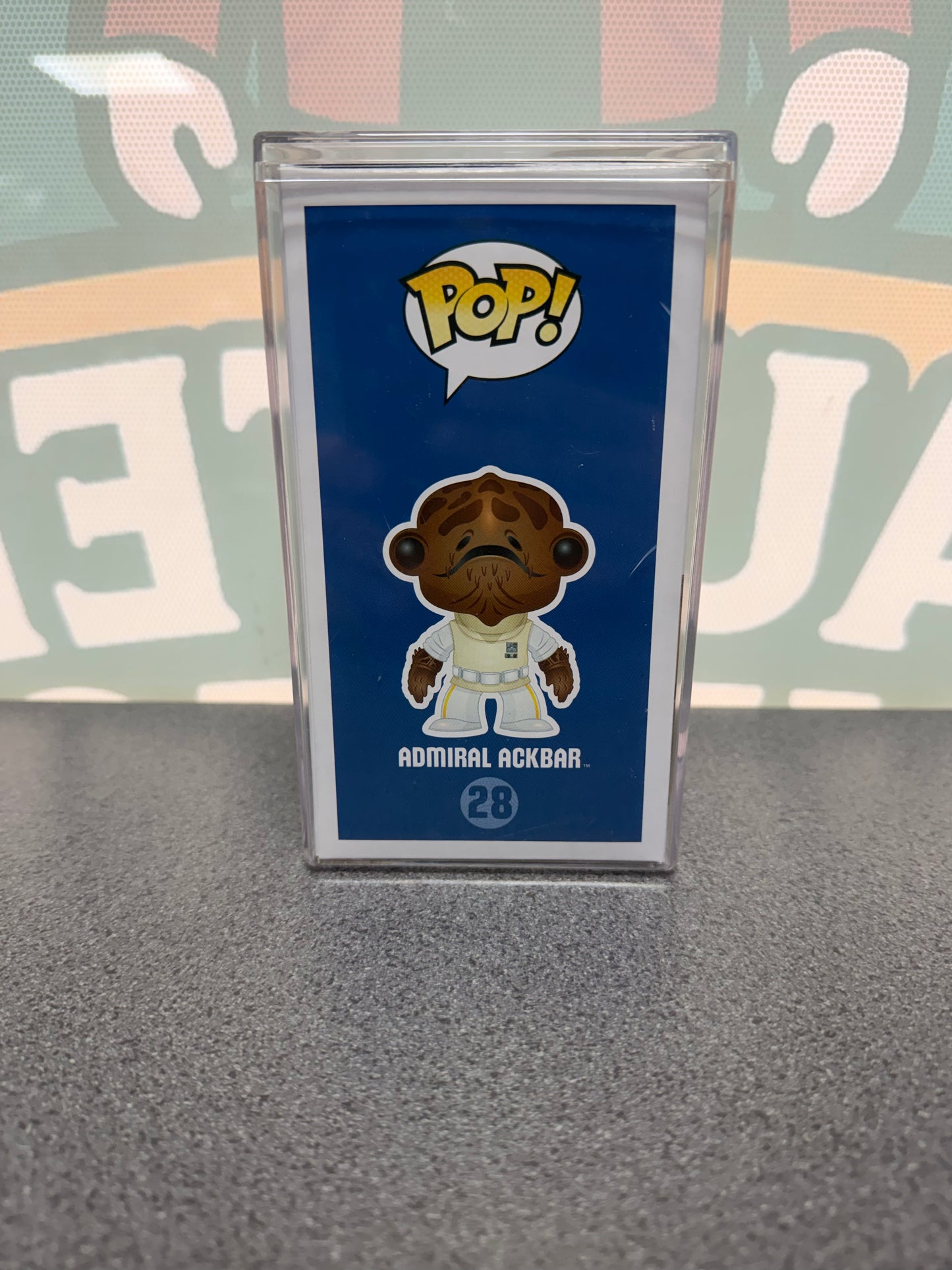 Tim Rose signed Admiral Ackbar Funko Pop #28 – illustrated side of box