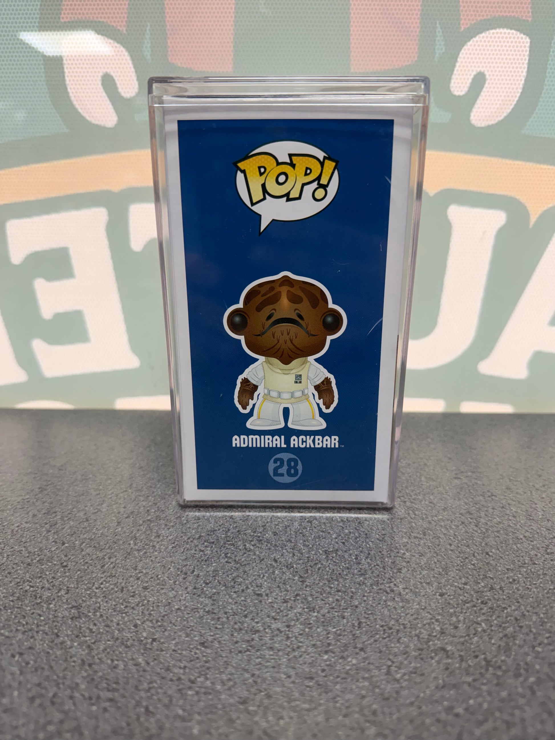 Tim Rose signed Admiral Ackbar Funko Pop #28 – illustrated side of box