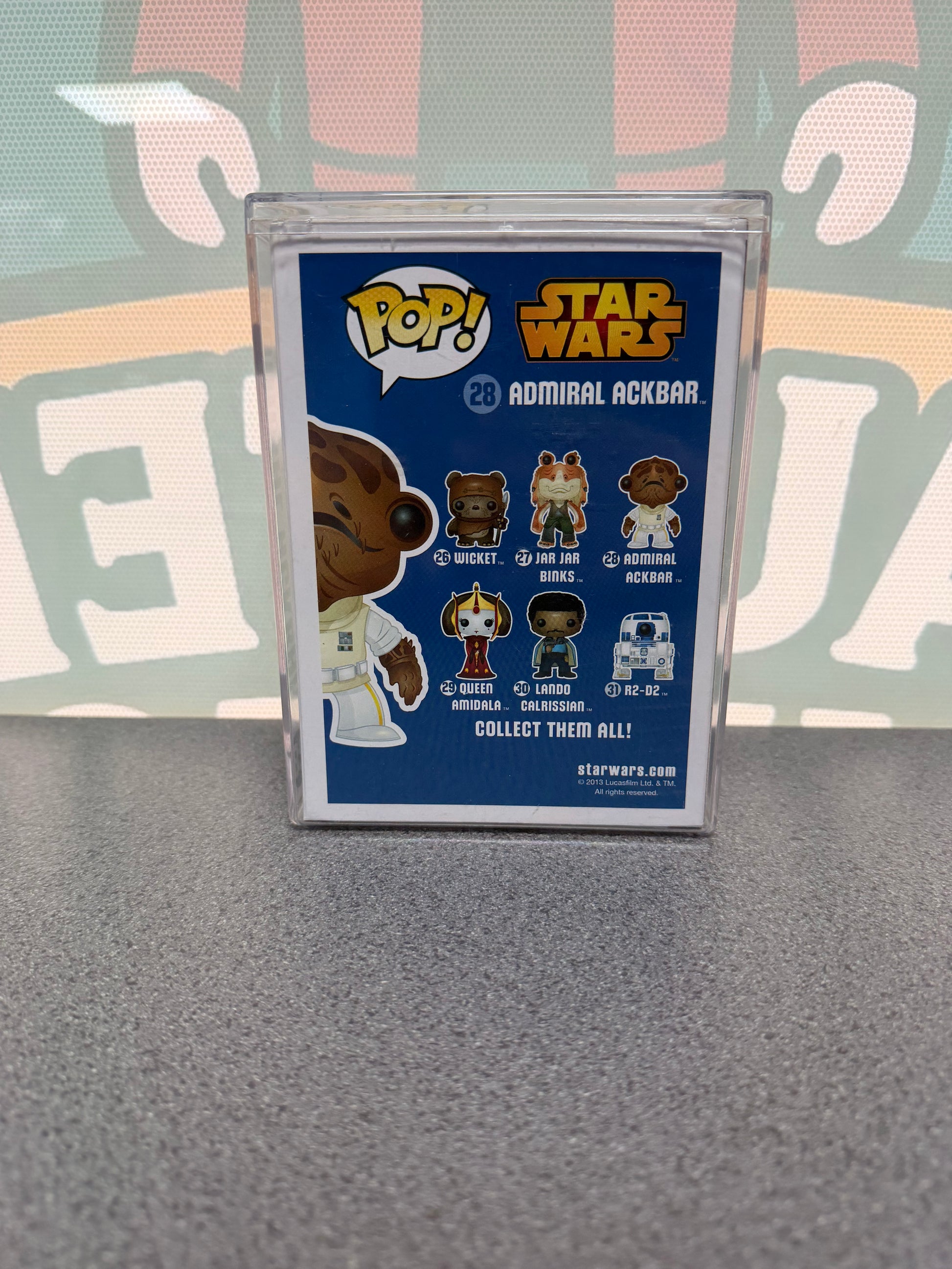 Tim Rose signed Admiral Ackbar Funko Pop #28 – rear of box