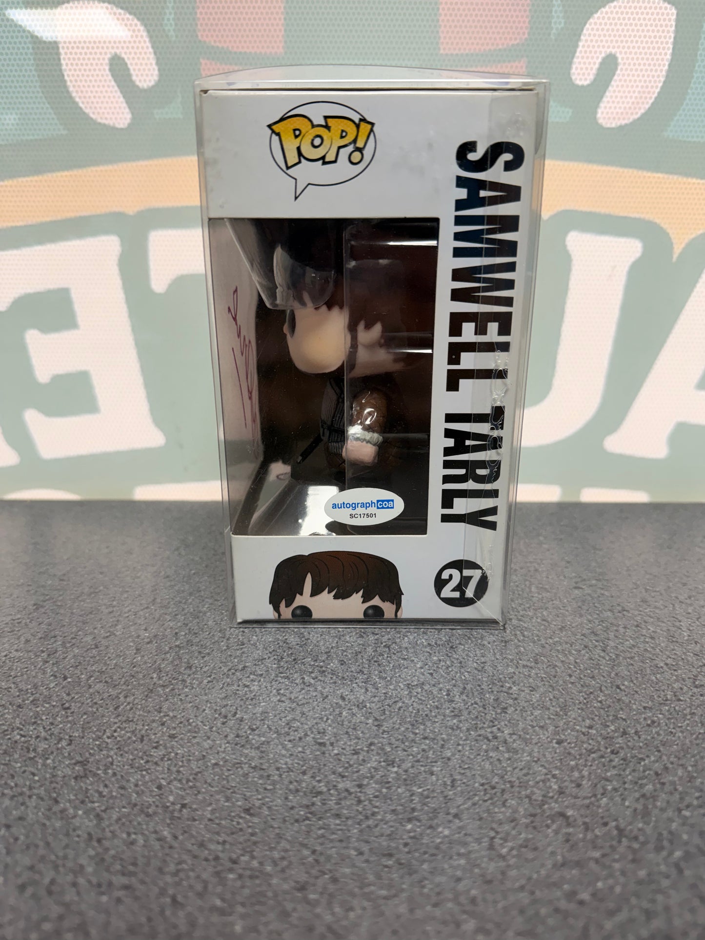 John Bradley signed Samwell Tarly Funko Pop #27 – side window with ACOA SC17501