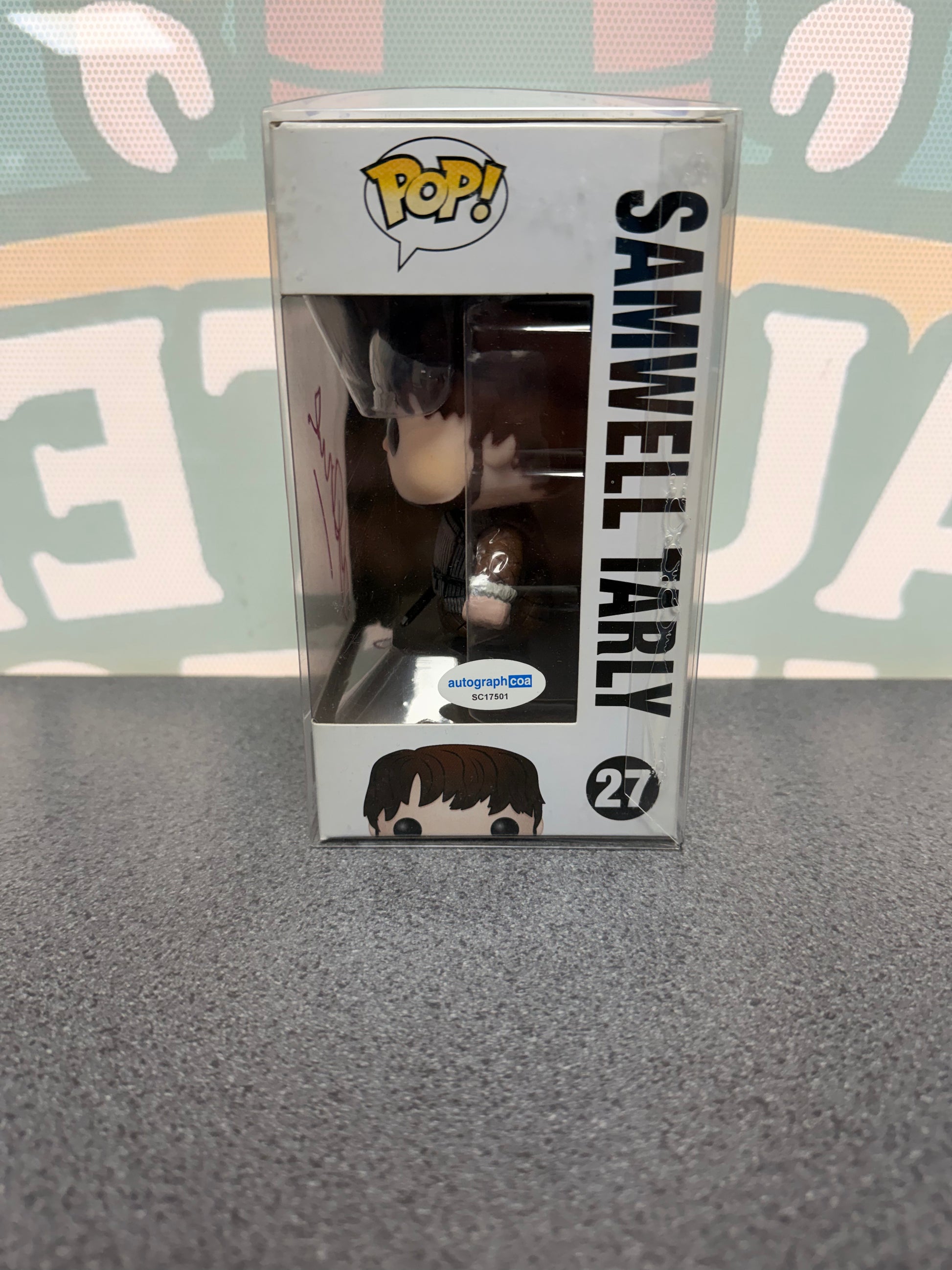 John Bradley signed Samwell Tarly Funko Pop #27 – side window with ACOA SC17501