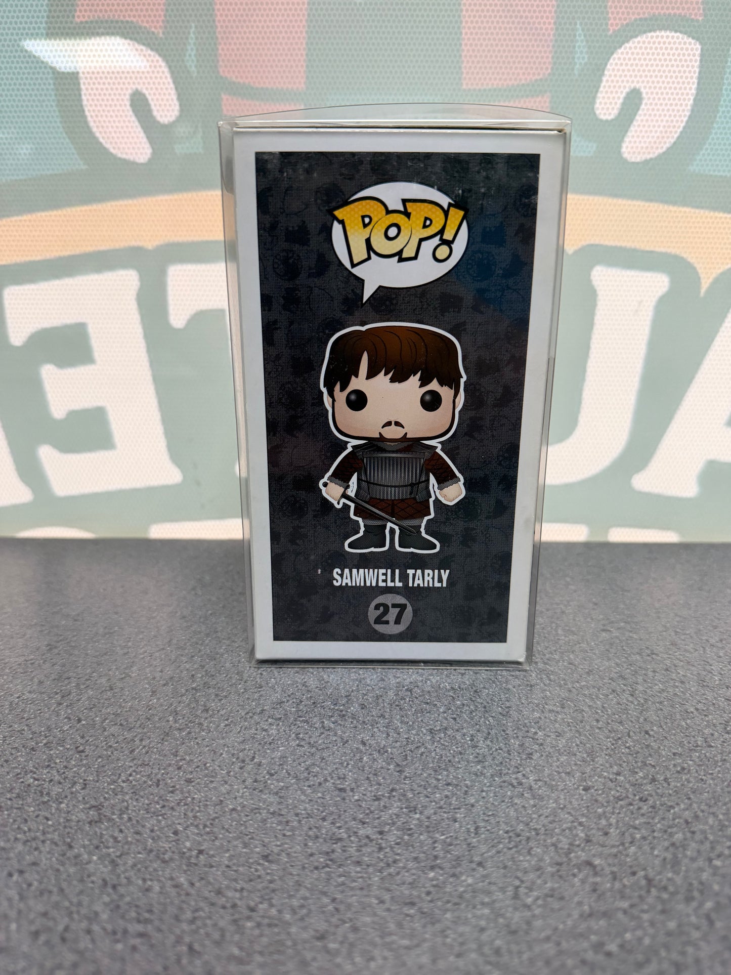 John Bradley signed Samwell Tarly Funko Pop #27 – illustrated side of box