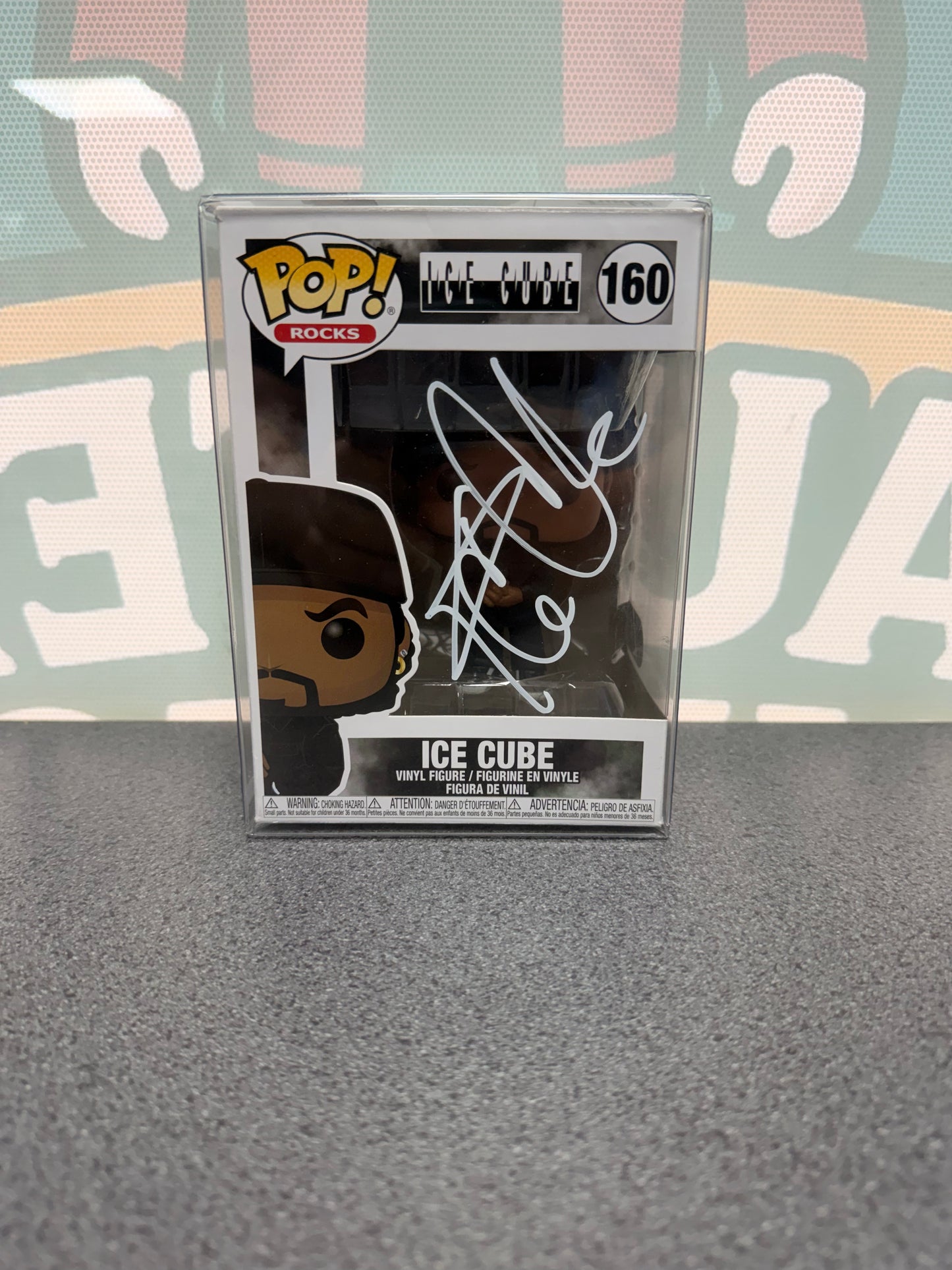 Ice Cube signed Funko Pop #160 – front with white autograph