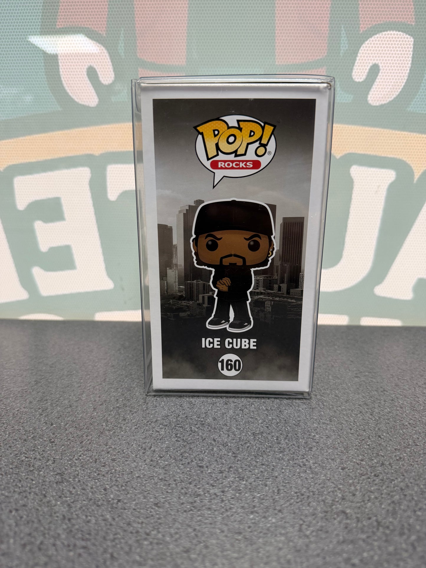 Ice Cube signed Funko Pop #160 – illustrated side of box