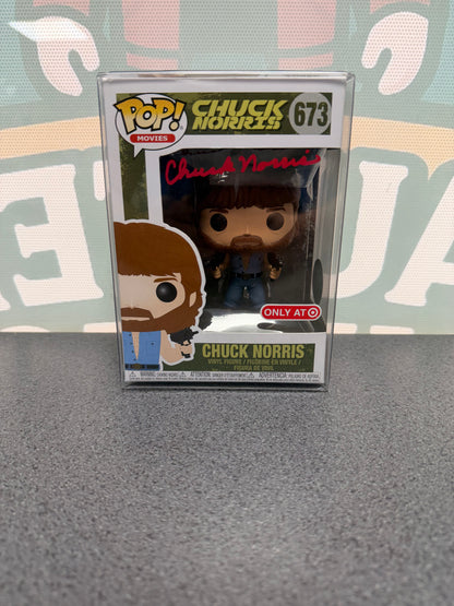 Chuck Norris signed Funko Pop #673 – front with red autograph
