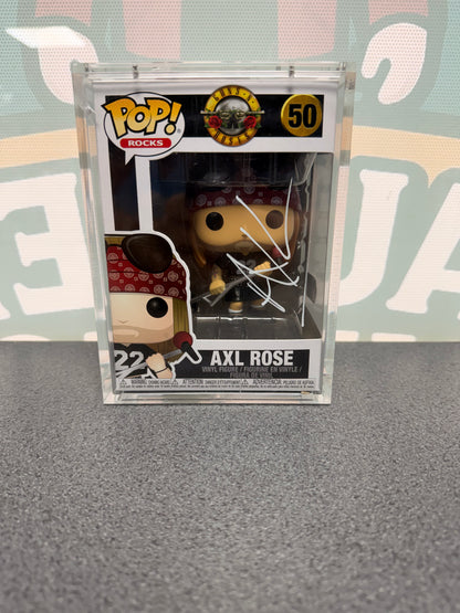 Axl Rose signed Funko Pop #50 – front with white autograph