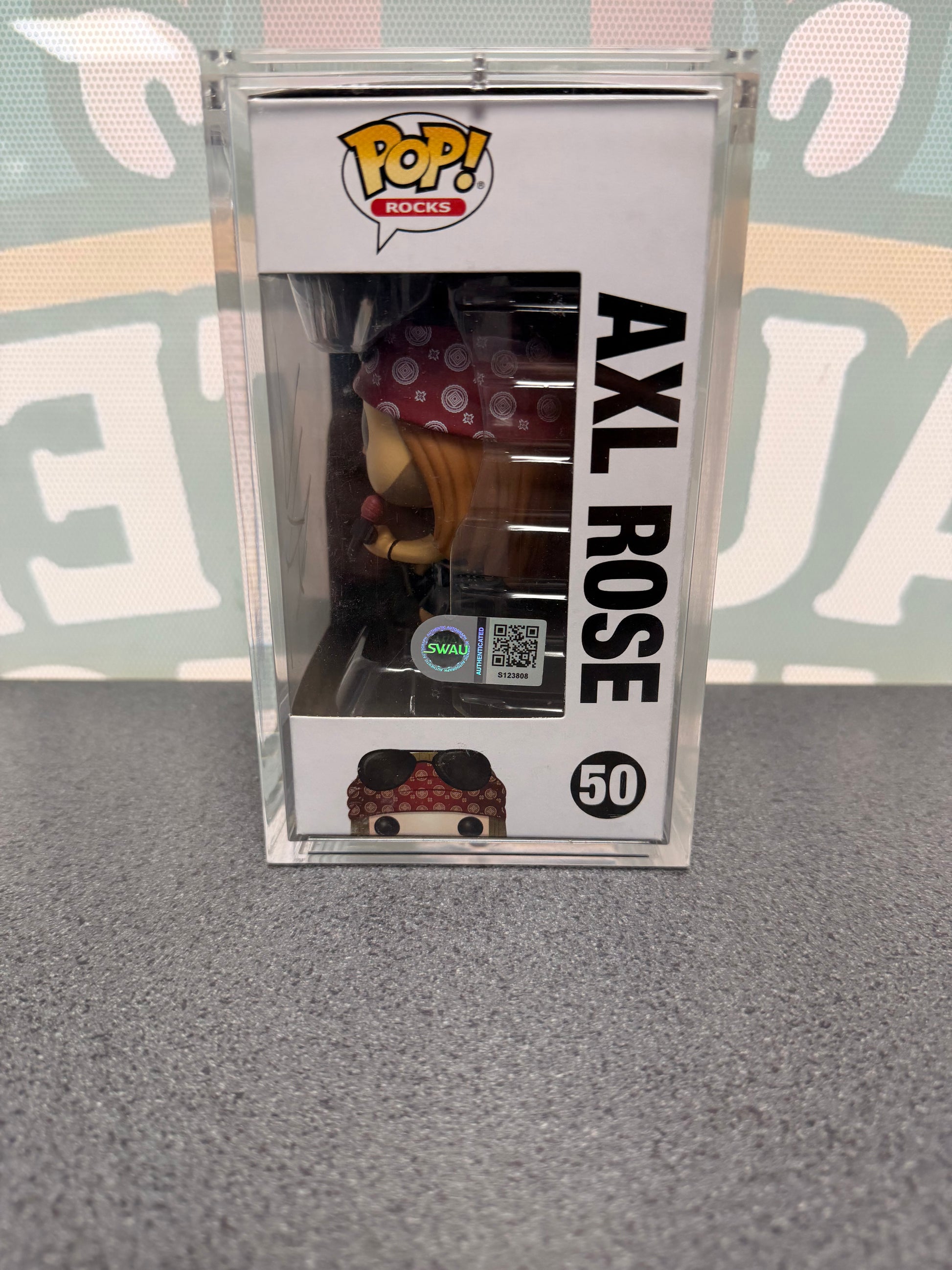 Axl Rose signed Funko Pop #50 – side window with SWAU S123808