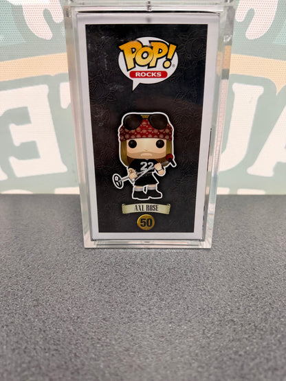 Axl Rose signed Funko Pop #50 – illustrated side of box