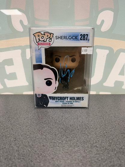 Mark Gatiss signed Mycroft Holmes Funko Pop #287 from Sherlock – front with autograph